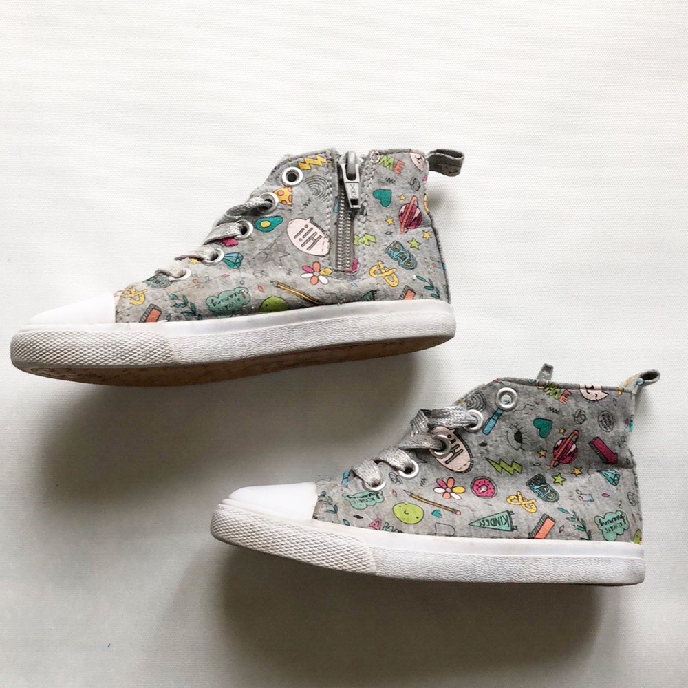 Cat and Jack grey high tops with doodle print